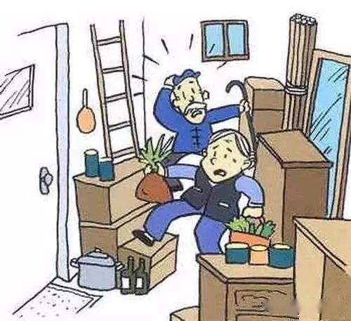 楼道堆杂物属违法行为，请及时清理！